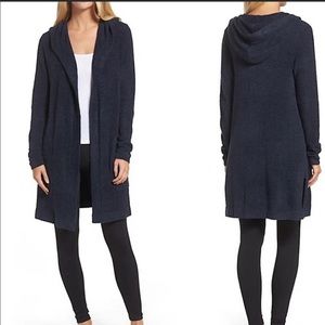 Barefoot Dreams CozyChic Lite Navy Blue Hooded Coastal Cardigan